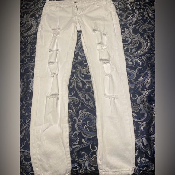 White Ripped Jeans - Picture 2 of 9